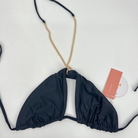 PQ Swim Black Gwen Chain Bikini Top Sz D-Cup NWT - Picture 3 of 10